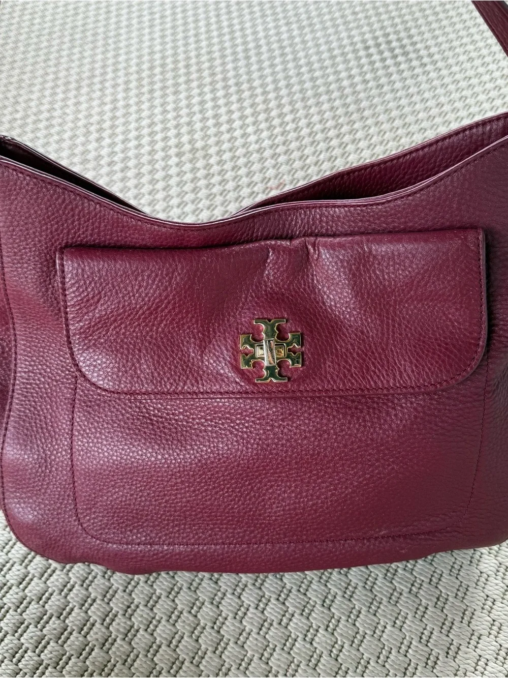 Tory Burch mercer slouchy hobo shiraz leather handbag